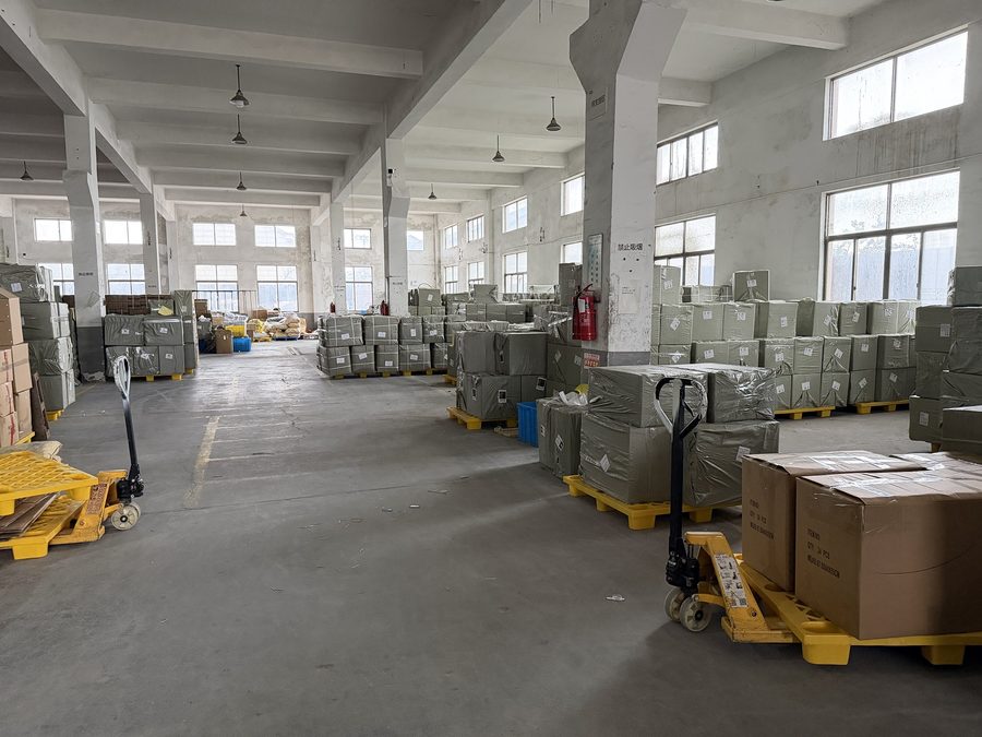 Finished goods warehouse staged for container loading