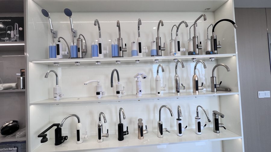 Instant hot water tap display in the showroom